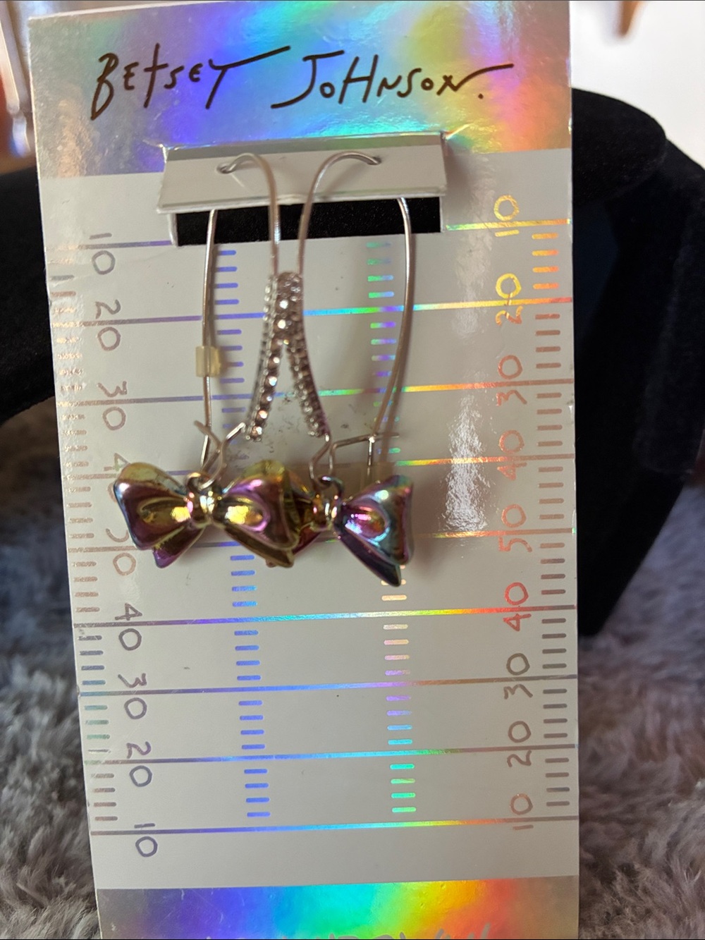 Betsey Johnson Iridescent Bow Dangle Earrings - Multicolor Shimmer